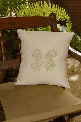 Bageecha Chikankari Paisley Cushion Cover