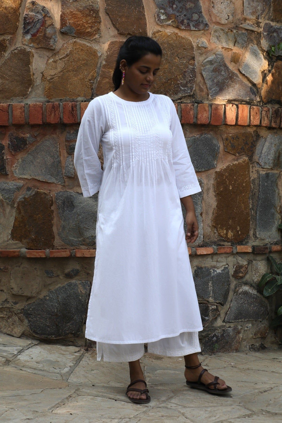 Ishanvi Chikankari Embroidered Kurta With Pintucks