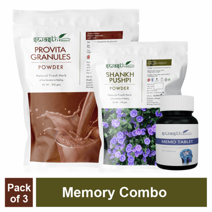 Swasth Arogya Memory Ka Shaktimaan || Healthy Brain Function || Mental Clarity & Memory Focus || Stress Buster & Improves Circulation|| Best Ayurvedic Combo - Pack Of 2 Different Powders & 1 Bottle Of Tablet ||