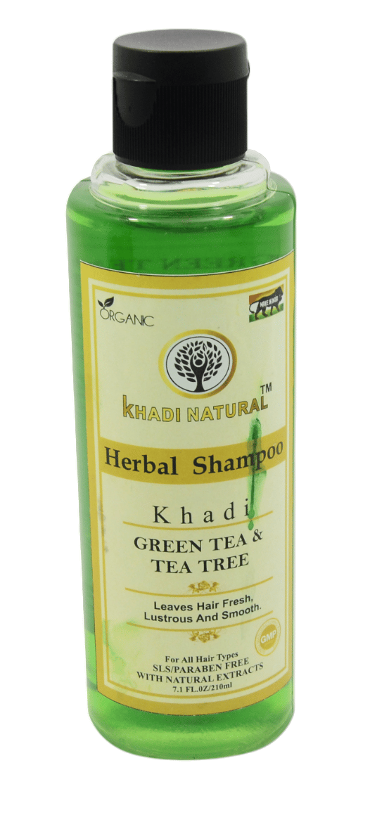 Khadi Natural Green Tea Tree Shampoo - 210ml, Herbal Hair Cleanser for Scalp Health and Hair Vitality