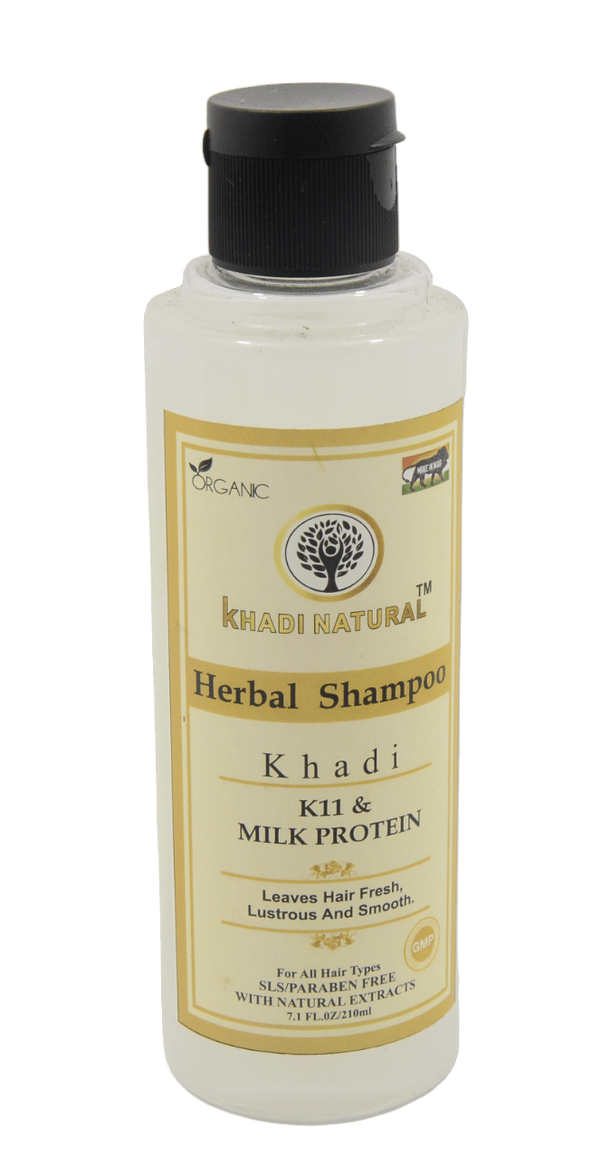 Khadi Natural K11 Milk Protein Shampoo - 210ml, Nourishing Herbal Hair Cleanser for Strong and Smooth Hair