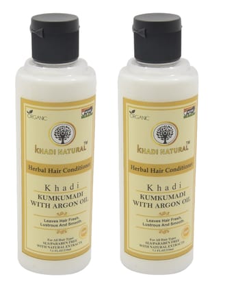 Khadi Natural Kumkumadi Argan Oil Conditioner - 210ml,Pack of 2  Herbal Hair Conditioner for Radiant and Nourished Hair