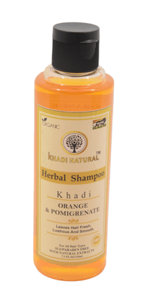 Khadi Natural Orange Pomelo Shampoo - 210ml, Herbal Hair Cleanser for Vibrant and Refreshed Hair (Orange)