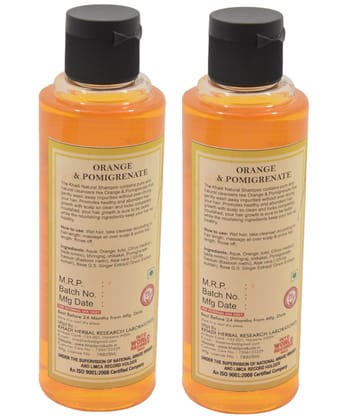 Khadi Natural Orange Pomelo Shampoo - 210ml, Pack of 2  Herbal Hair Cleanser for Vibrant and Refreshed Hair (Orange)