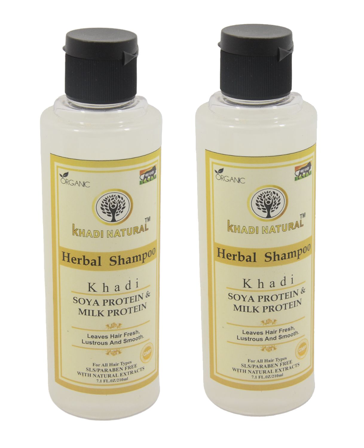 Khadi Natural Soya Protein Milk Protein Shampoo - 210ml, Pack of 2 Herbal Hair Cleanser for Strength and Shine