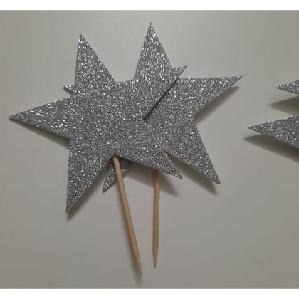 Partybus - Cupcake Topper Star Glitter - Silver