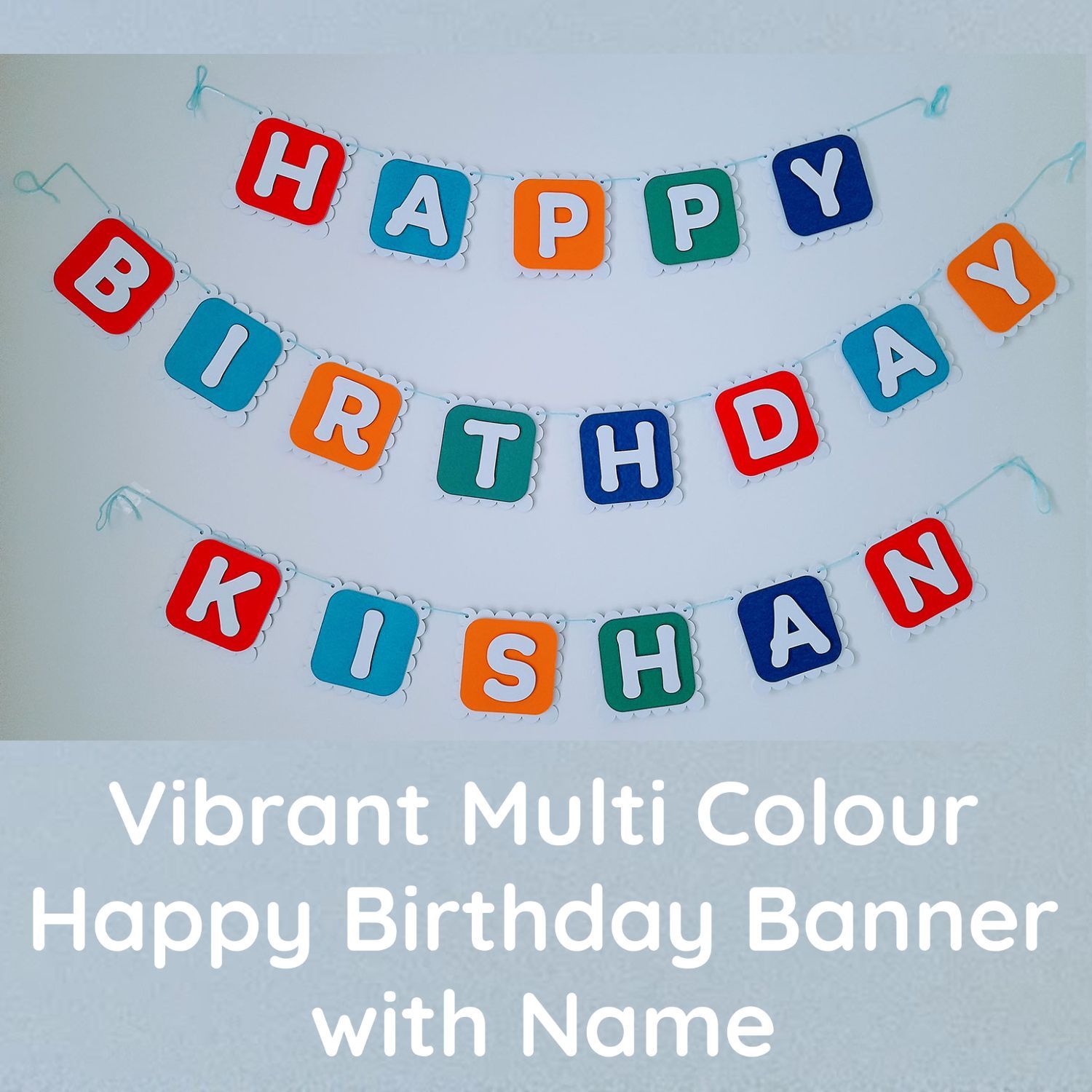 Partybus -  Vibrant Multi Colours Happy Birthday Banner | Colourful Happy Birthday Banner | Happy Birthday Name Banner | Custom Name Birthday Banner