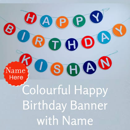 Partybus - Colourful Happy Birthday Banner | Vibrant colours Happy Birthday Banner | Happy Birthday Name Banner | Custom Name Birthday Banner