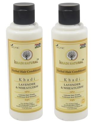 Khadi Natural Lavender & Wheat Conditioner - 210ml,  Pack of 2 Herbal Hair Conditioner for Smooth and Fragrant Hair