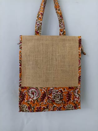 NVJB015-Orange Printed jute bag