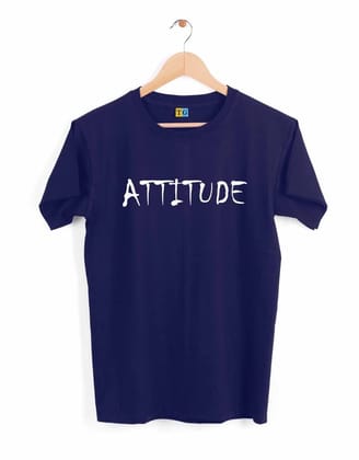 TEEGURUJI Cotton Attitude Printed Navy Blue T-Shirt