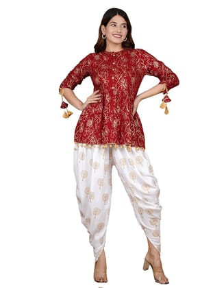 FabRaisya Women's & Girl's Rayon Kurta With Dhoti Pant