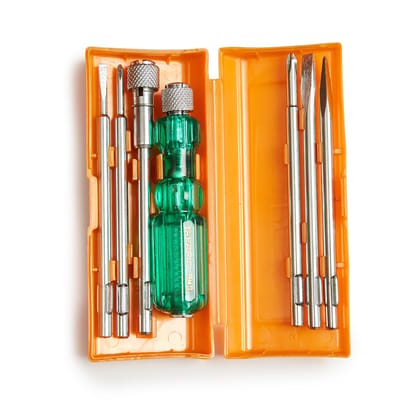 Screw Driver Set with Bulb - 840 (Neon, Silver and Green)