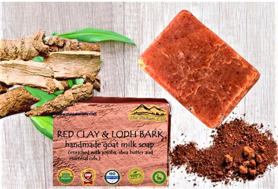 Red Clay & Lodh Bark Goat Milk Soap (Certified Organic Ingredients) - Normal / Oily Skin.