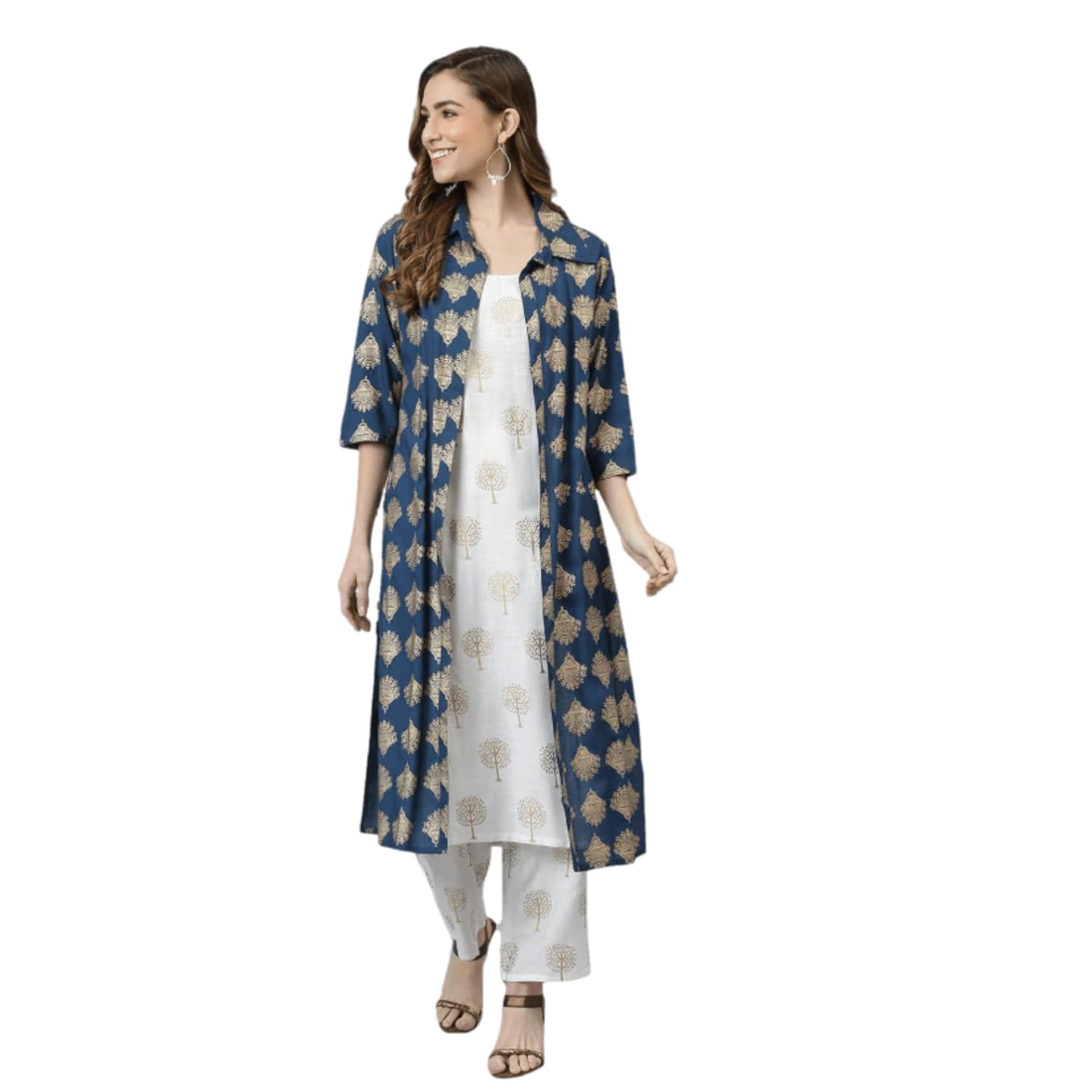 KURTI WITH EMBROIDERY JACKET & PANT – Elegance Showcase