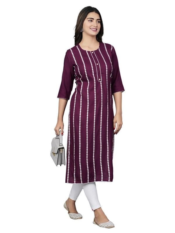 Future Fem Cotton Kurta Women's & Girl's Relaxed Fit (Wine)