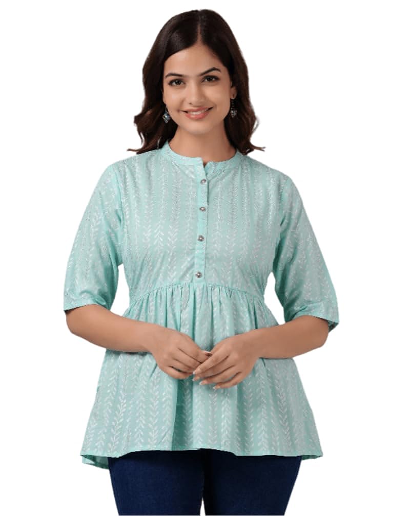 Royal Marque Womens Printed Top | Short Kurti | Cotton Top | Floral Print Top