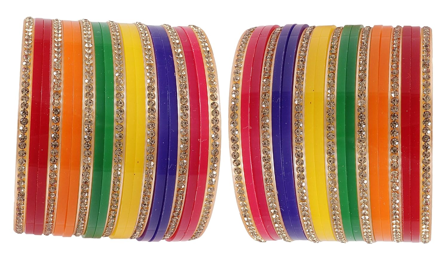 NMII Acrylic (Plastic) with Zircon Gemstone Studded worked Glossy Finished Bangle Set For Women and Girls