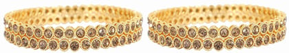 NMII Alloy Metal Studded with Zircon Gemstone Glossy Finished Gold Plated Kada set for Women