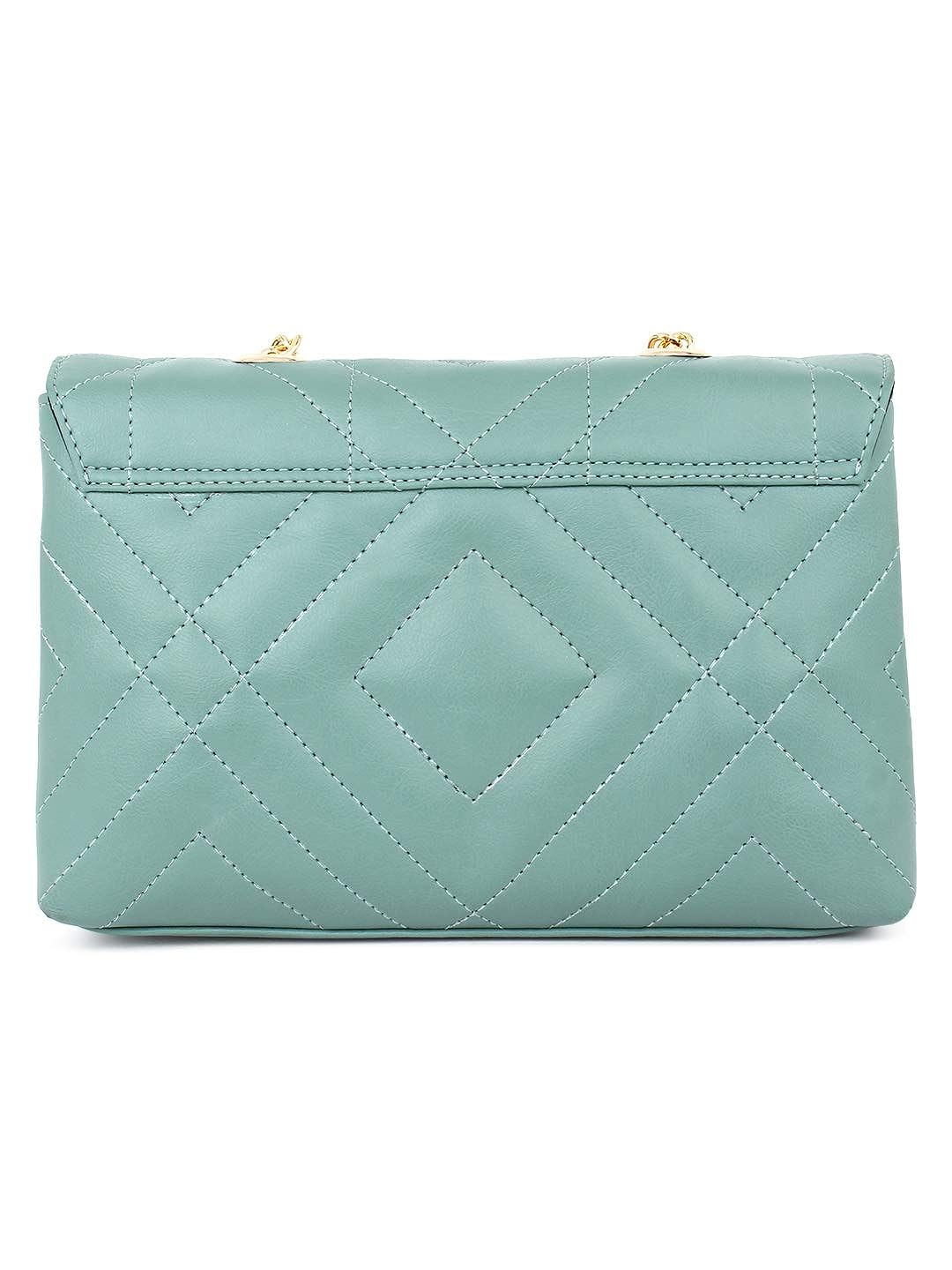 Yelloe Multi Compartment color blocked handbag in Green