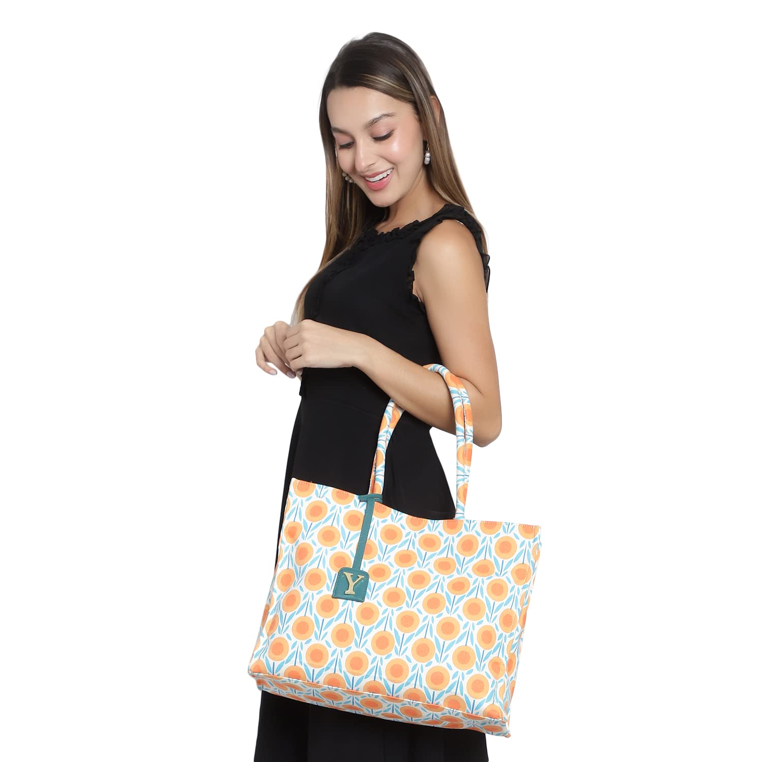 Yelloe Oversized Orange Printed Tote