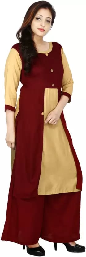 Fashion Senora Women Viscose Rayon Kurta Palazzo Set