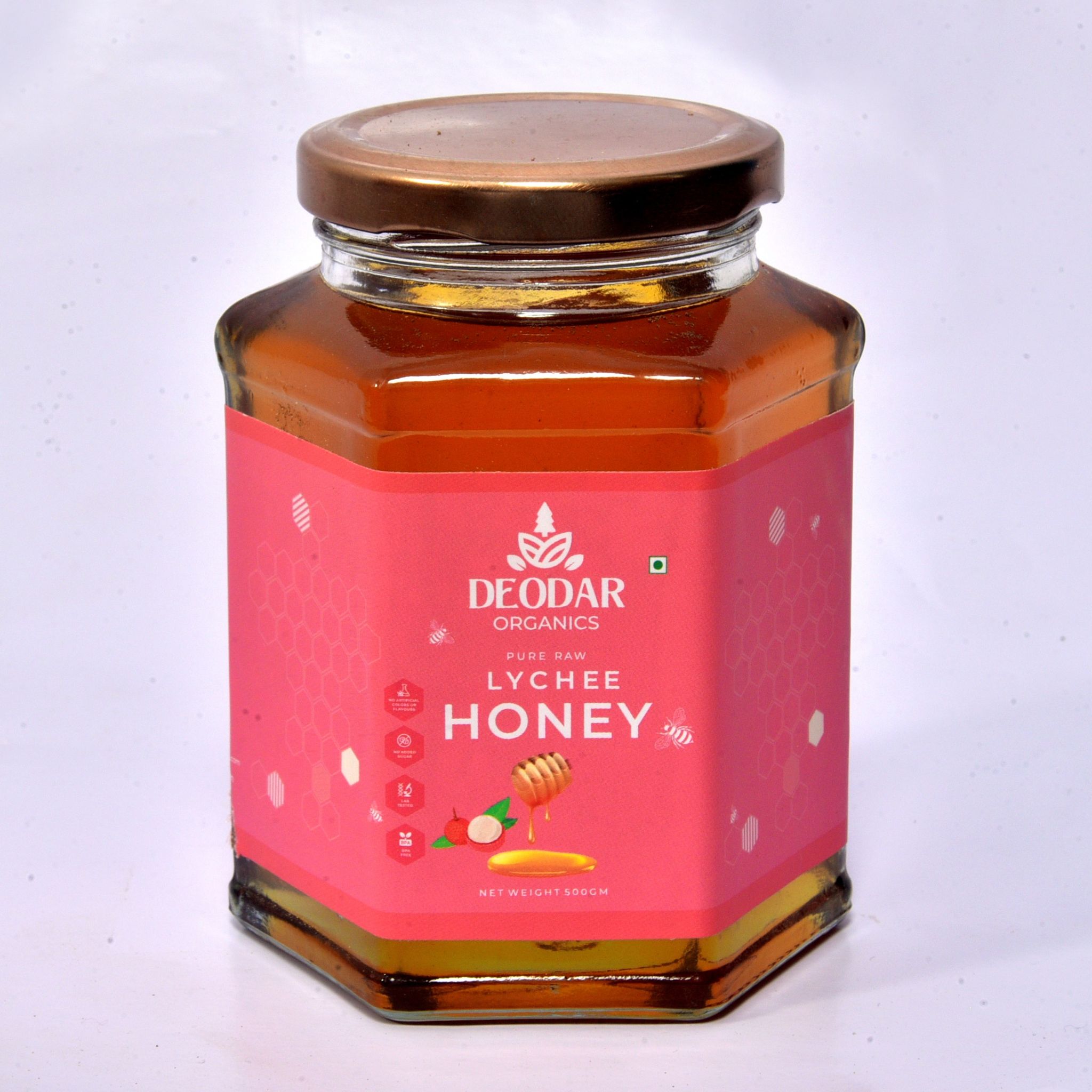 Deodar organics' 100% Pure Raw Lychee Honey - No Additives Or Preservatives | Unheated | Unprocessed | (500 GM)