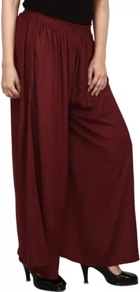 Women Regular Fit Maroon Cotton Blend Trousers