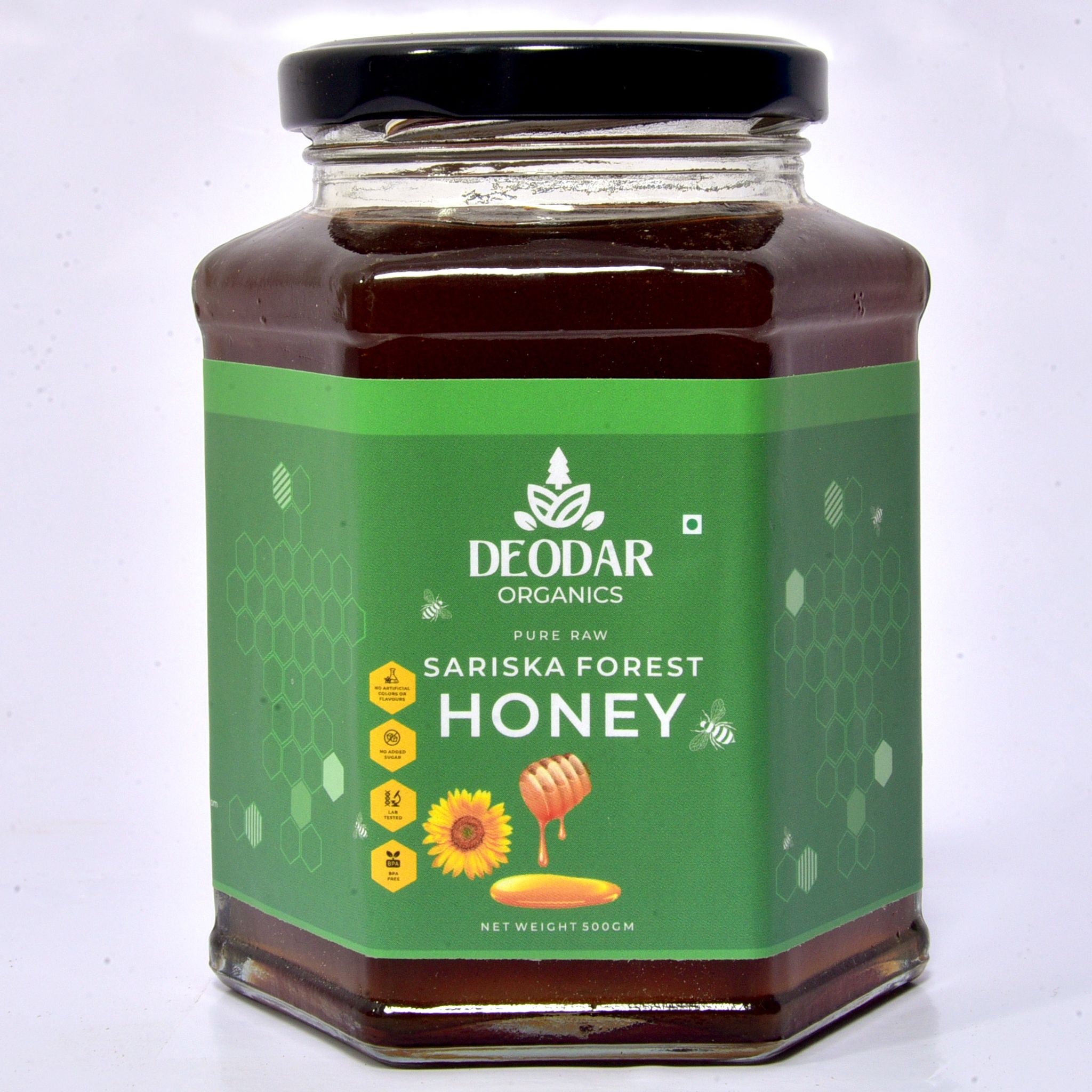 Deodar organics' 100% Pure | Raw Wild Sariska Forest Honey - No Additives Or Preservatives | Unheated | Unprocessed | (500 GM)