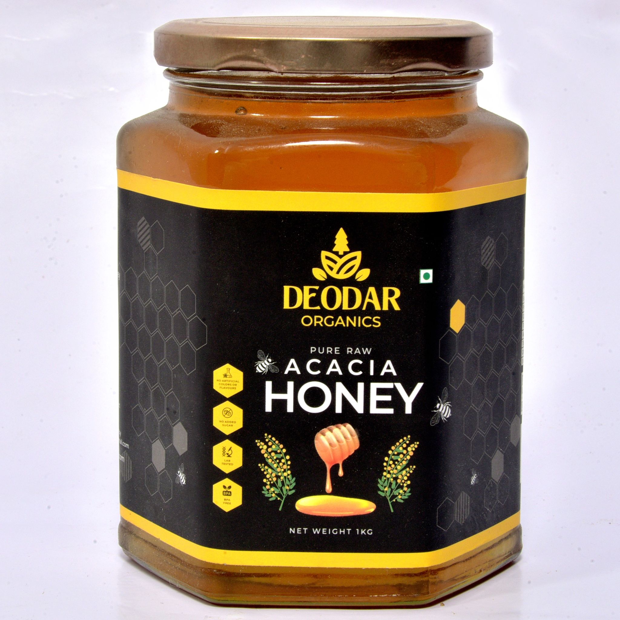 Deodar organics' 100% Pure Raw Wild Acacia/Babool Forest Honey (500 GM)