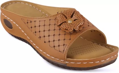 FOLIN Women Tan Casual Sandal