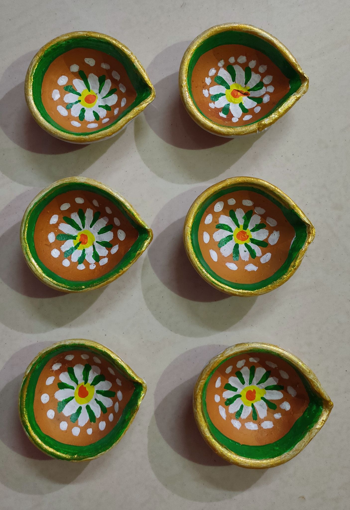 6 Small Size colourful Diya.