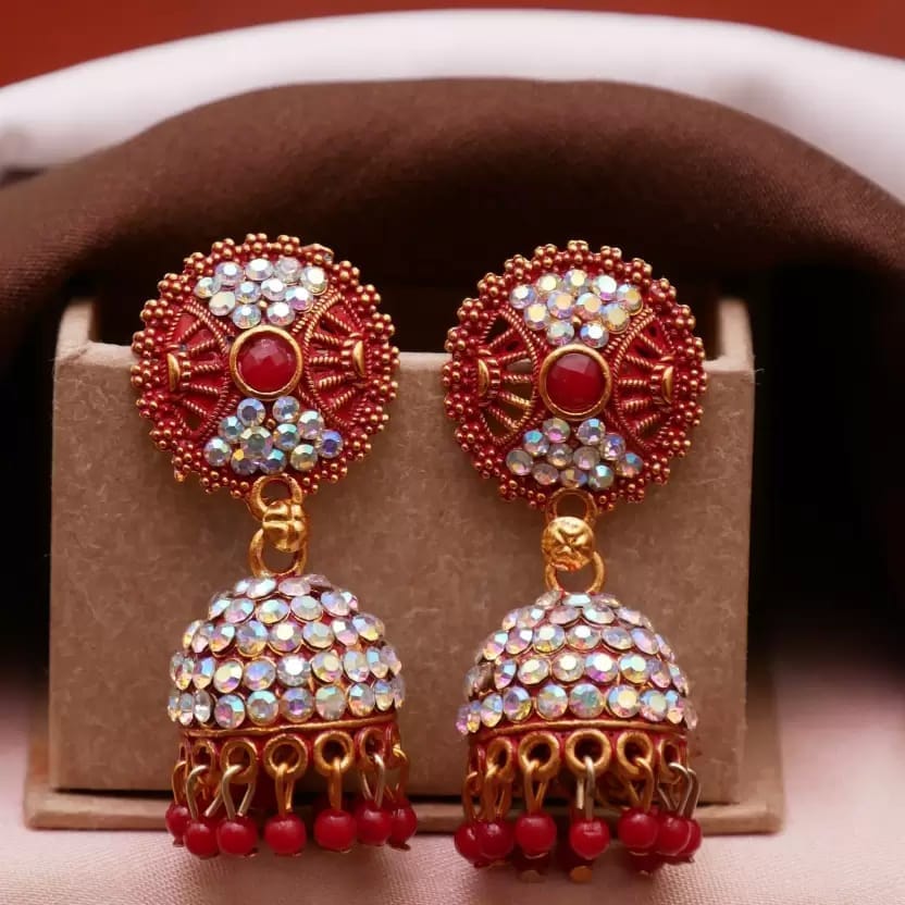 Royal bridal alloy earrings(Red)