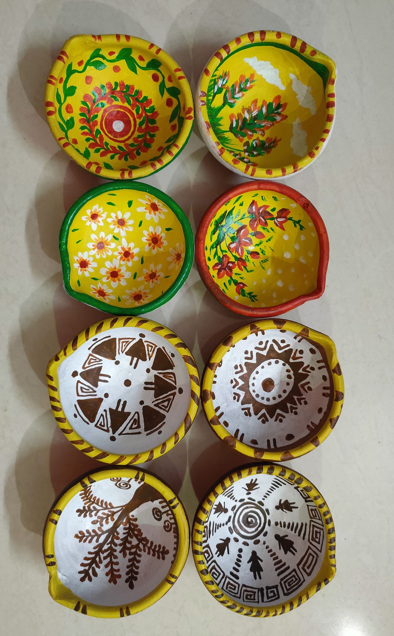 8 Colourful Large Size Waterproof Diya.