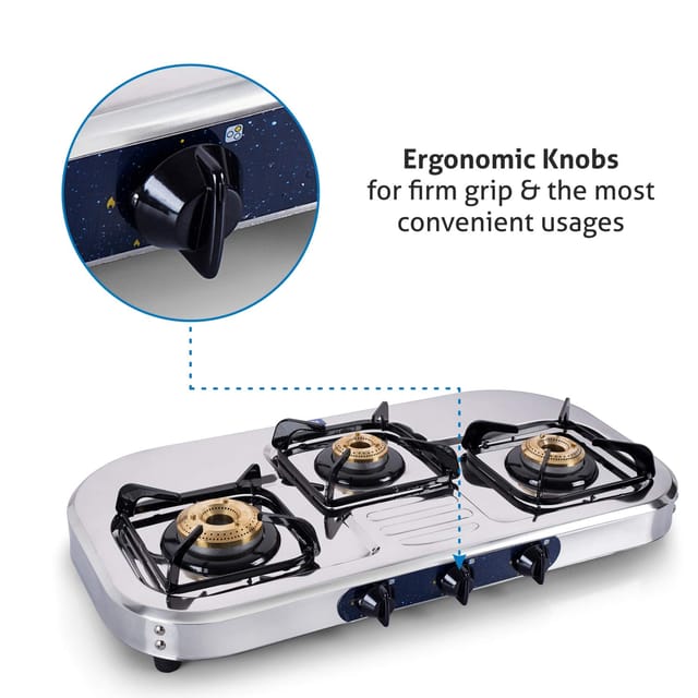 Glen gas stove shop 3 burner stainless steel