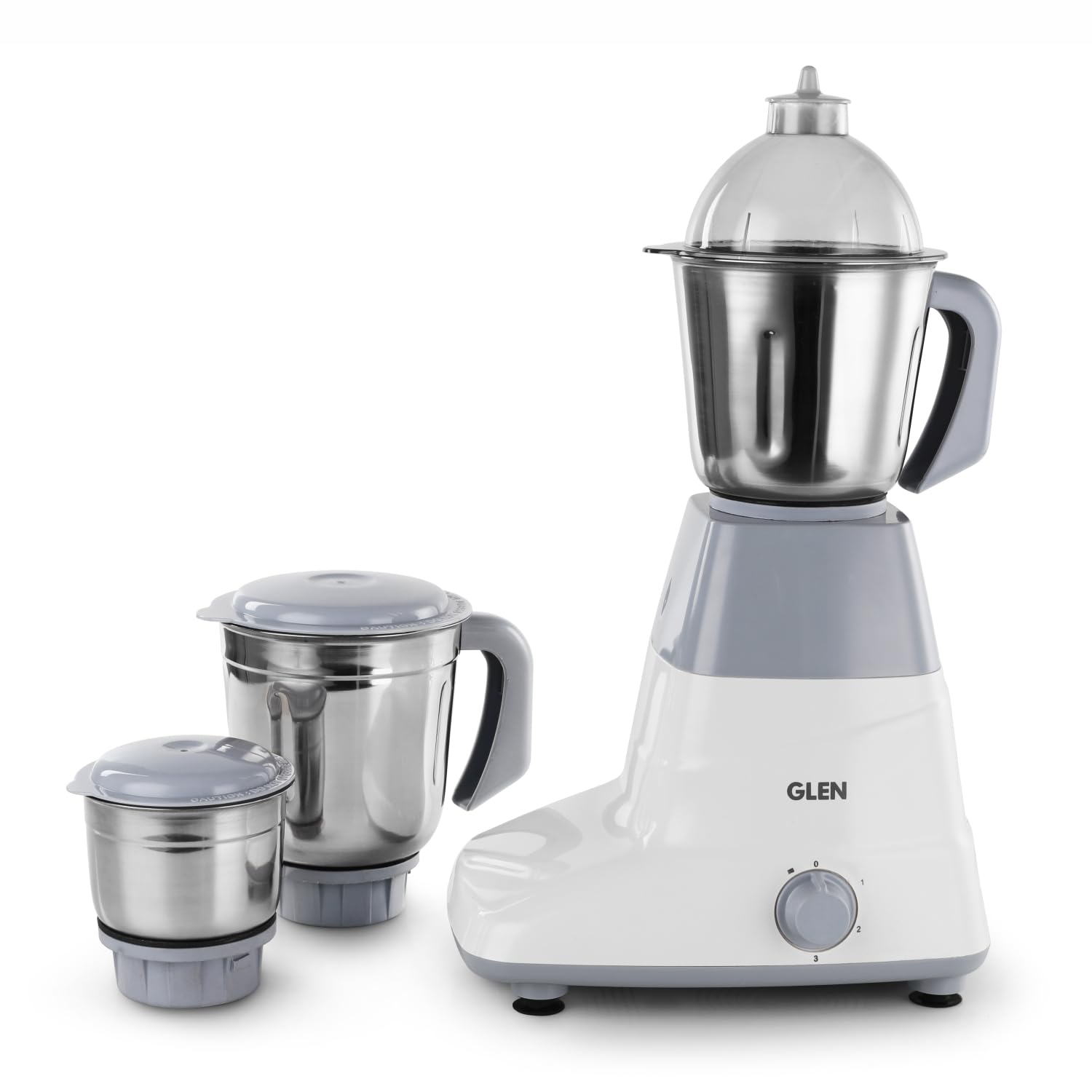 Glen Mixer Grinder 750W with 3 Stainless Steel Liquidiser, Grinder and Chutney Jars - Grey (4025) 2 years Warranty