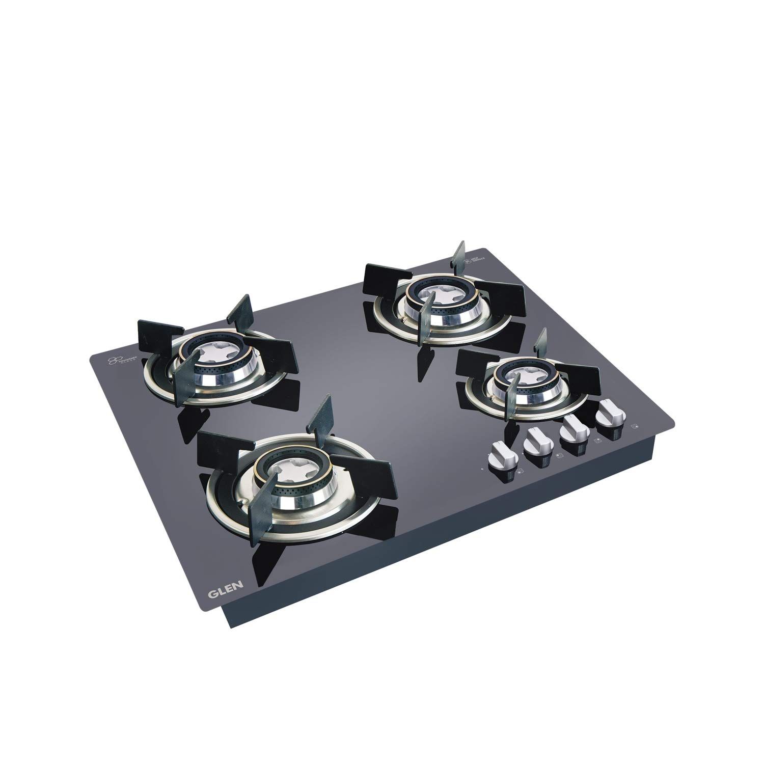 Glen 4 Burner Auto Ignition Built in Glass Hob 1064 RO HT DB (Black)