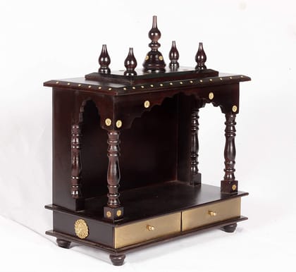 Creative Handicrafts Home Temple, Wooden Temple, Pooja Mandir for Home (Open Black & Gold, 18x9x22 inches) CH-31