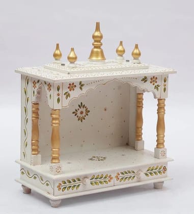 Creative Handicrafts Home Temple, Wooden Temple, Pooja Mandir for Home(White, 18x9x22 inches)