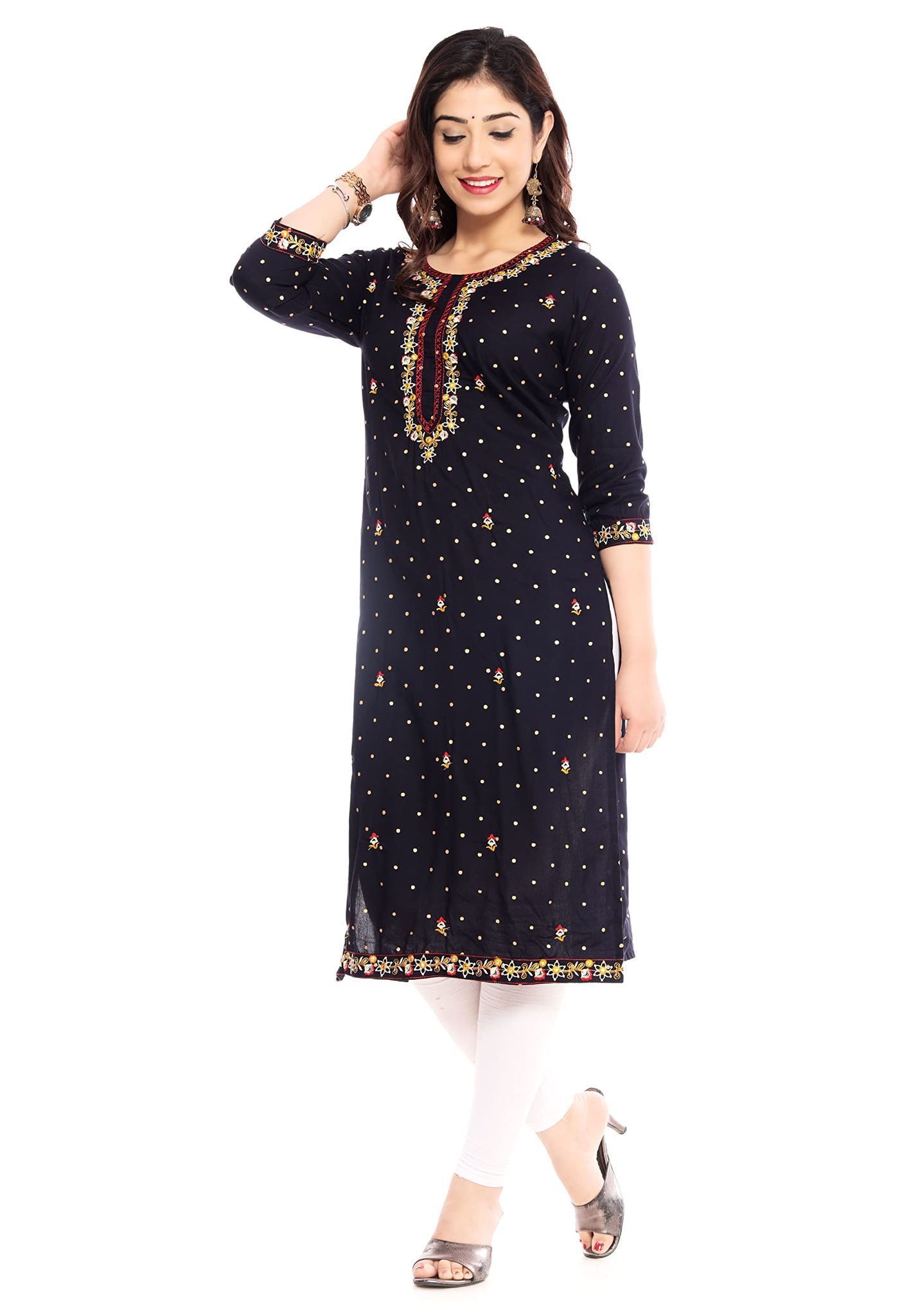 MANMAYEE Women's Rayon Embroidery Straight Kurti | Straight Kurti