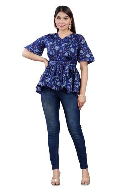 MANMAYEE Tunic & Tops Women Cotton Printed Tops | Short Tops