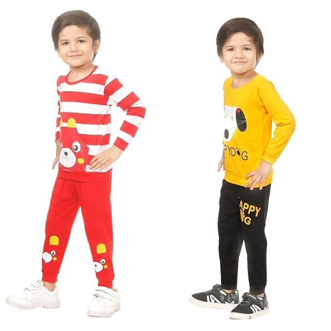 RC REYANSH CREATIONS Baby Boy  Clothing Set Full Length Set Printed Tshirt Pant Set for Infant Toddler Kids II Kid Tshirt and Pajama/Track Pant/Jogger/Trouser