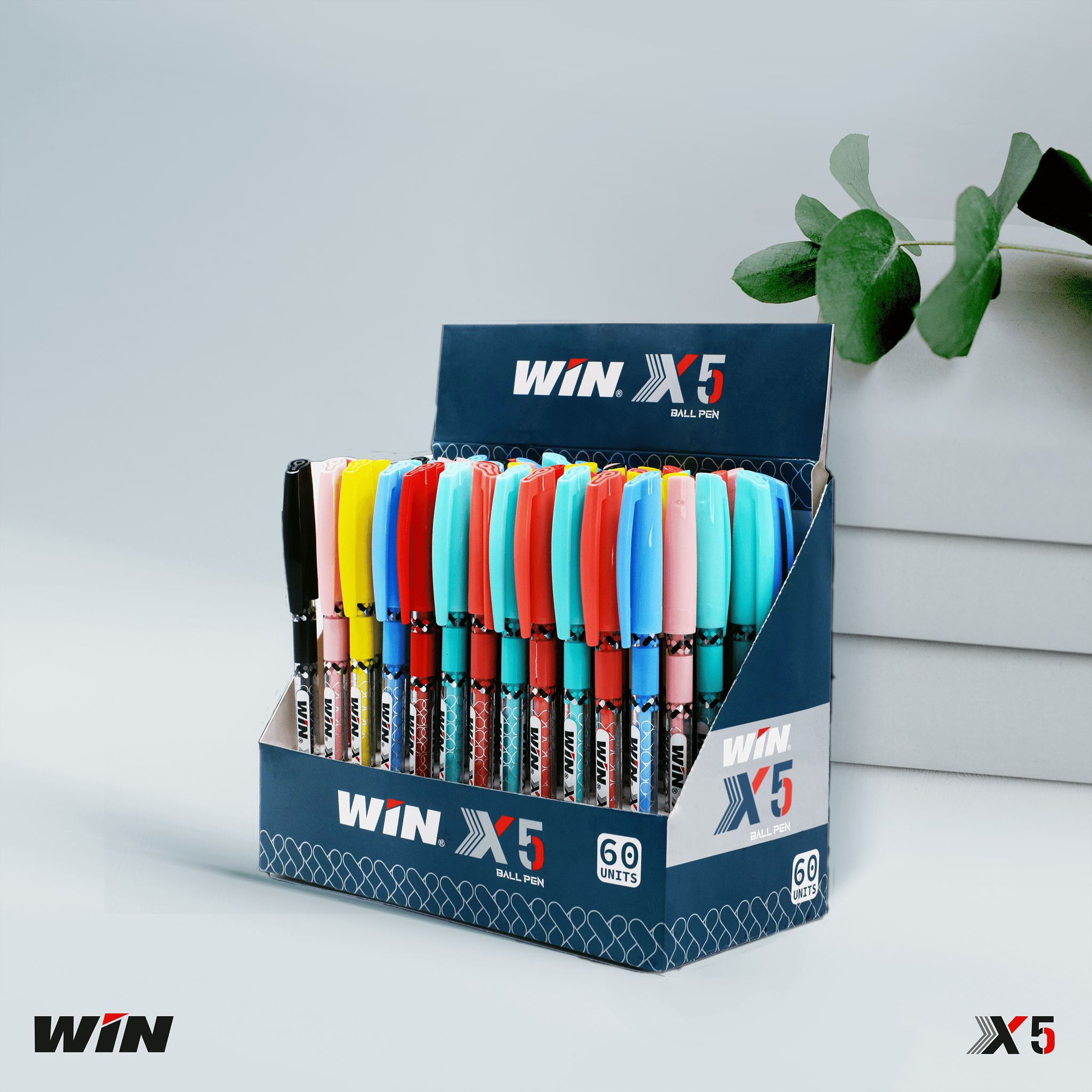 WIN X5 Ball Pens | 60 Pens (50 Blue, 8 Black, 2 Red) Combo | 0.7 mm Tip | Multicolor Body & Stylish looks | Smooth Writing | Gifts for Kids | School, Office & Business