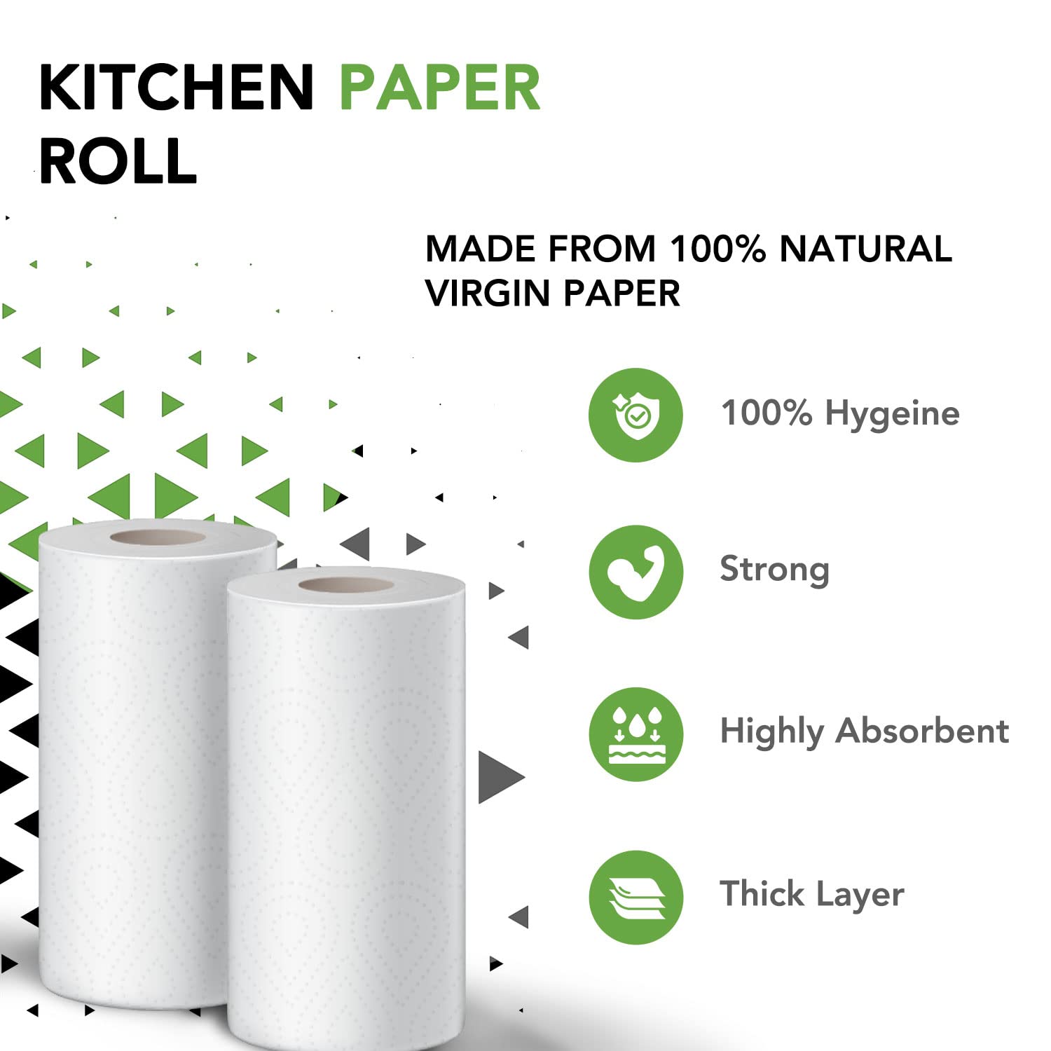 GrihaLakshmi Buy 3Ply why 2Ply | Kitchen Tissue/Towel Paper Rolls 60 Pulls Pack of 2 Rolls Multipurpose Eco-Friendly Super Absorbent Single Wipes 8x4inches