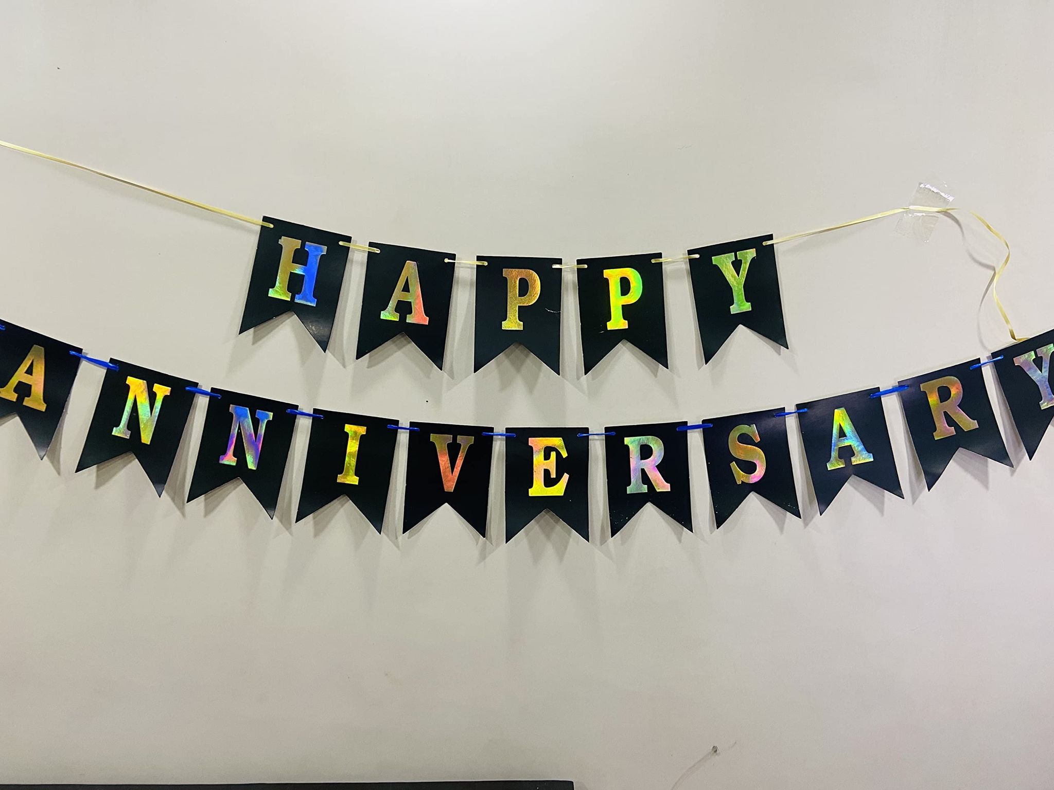 Happy Anniversary Card Banner Black For Wedding Anniversary Decoration Item