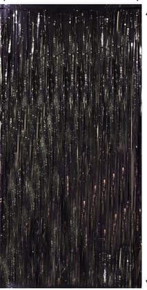 F C Fancy Creation Foil Fringe Curtain for Birthday, Anniversary,Baby Shower,Any Type of Decoration Backdrop Curtain, Metallic Finishing Foil Curtain (Pack of 2, Black)