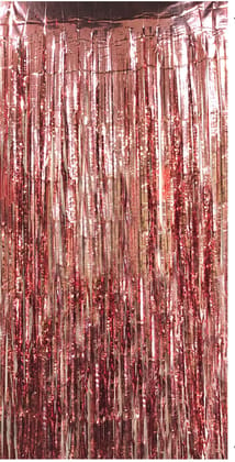F C Fancy Creation Foil Fringe Curtain for Birthday, Anniversary,Baby Shower,Any Type of Decoration Backdrop Curtain, Metallic Finishing Foil Curtain (Pack of 1, Rose Gold)