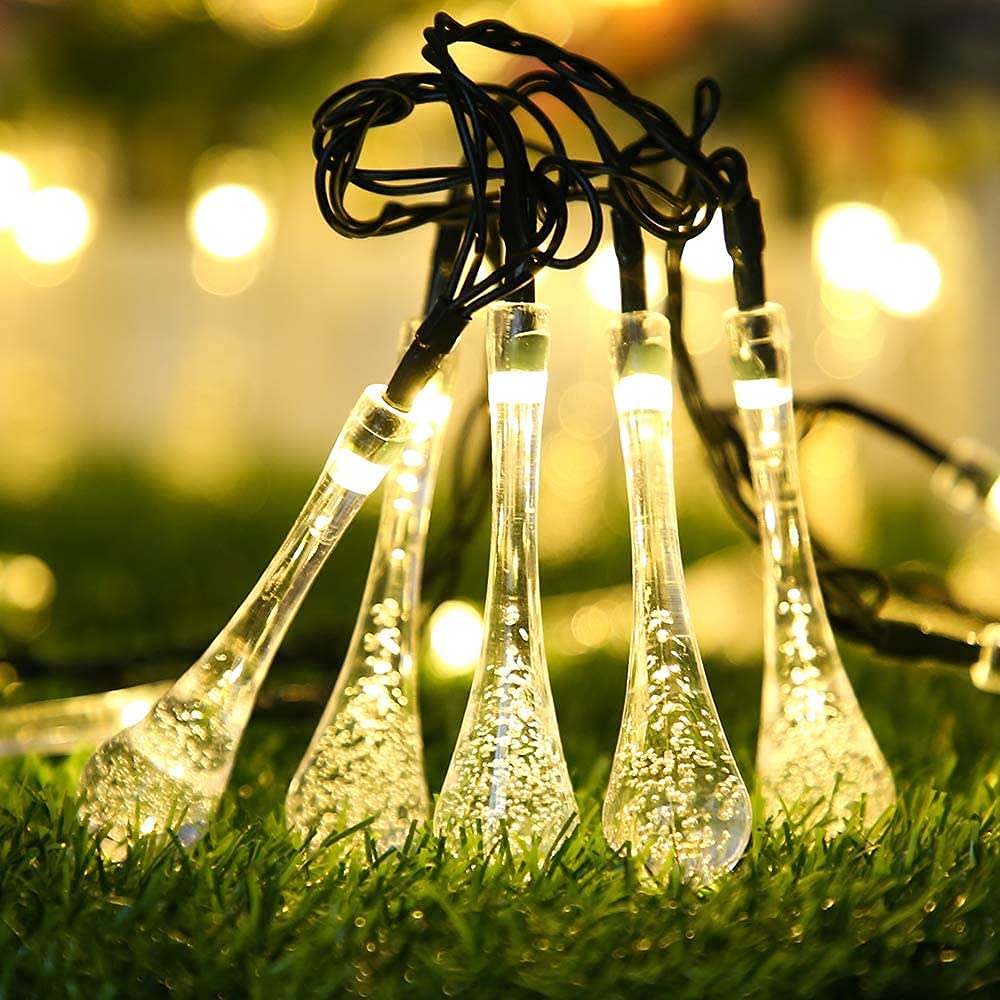 F C Fancy Creation Water Drop String Ball Light 14 LED Outdoor String Lights Waterproof Crystal Water Drop Fairy Lights, Decoration Lighting for Diwali,Home, Garden, Christmas,(Plug-in)