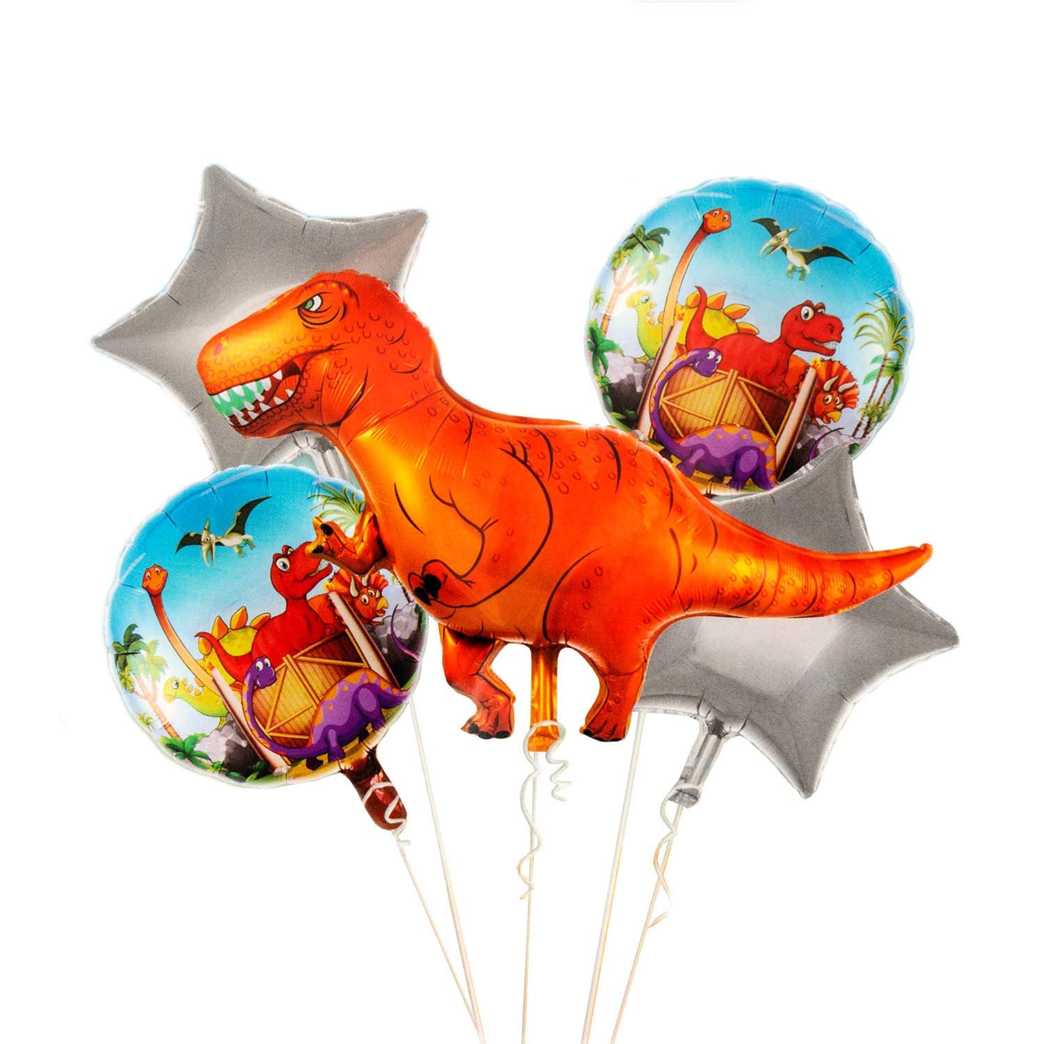 F C Fancy Creation Dinosaur Set of 5 foil Balloon for Dinosaur Theme Decoration |Pack of 1