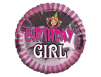 F C Fancy Creation Round Shape Birthday Girl Printed Foil Balloon for Happy Birthday Decoration | 18 Inches | Pack of 1